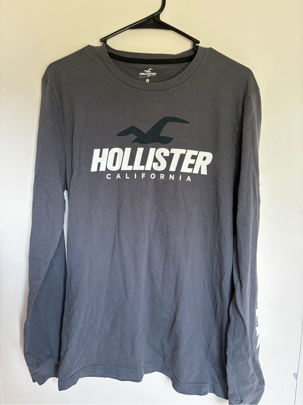 Hollister Men’s Long-Sleeve Logo Tee — Charcoal